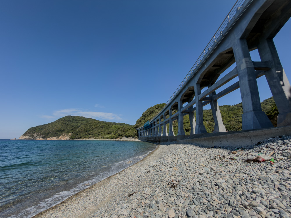 海岸で撮影