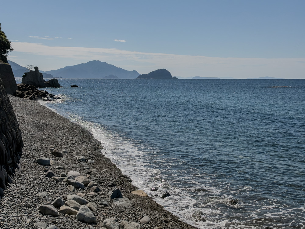 海岸で撮影